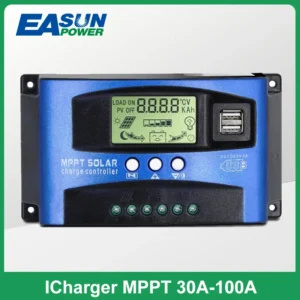 MPPT Solcellsladdningsregulator 30A 40A 50A 60A 100A –  12V/24V – Regulator för solpanel.