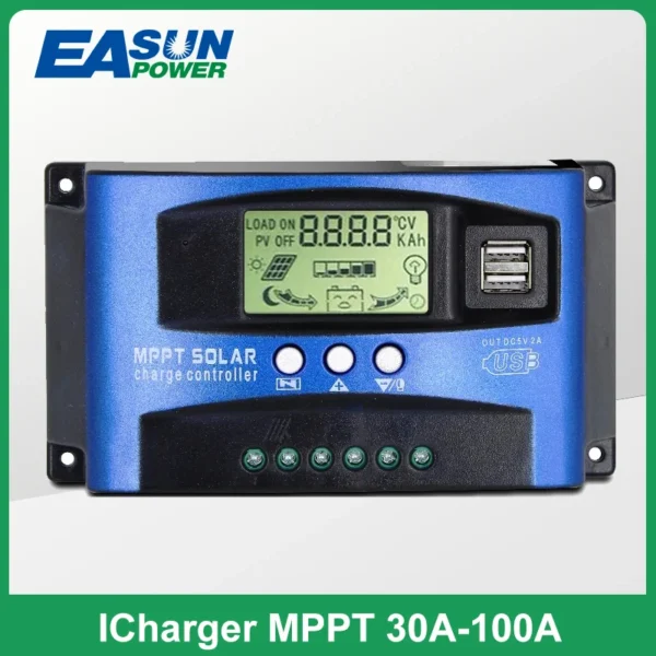 MPPT Solcellsladdningsregulator 30A 40A 50A 60A 100A –  12V/24V – Regulator för solpanel.